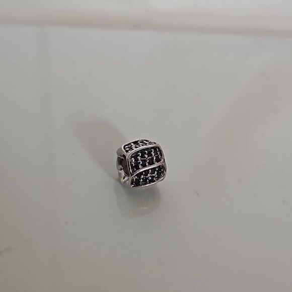 925 Sterling Silver Sparkling Black Stone Charm Silver - Picture 13 of 16